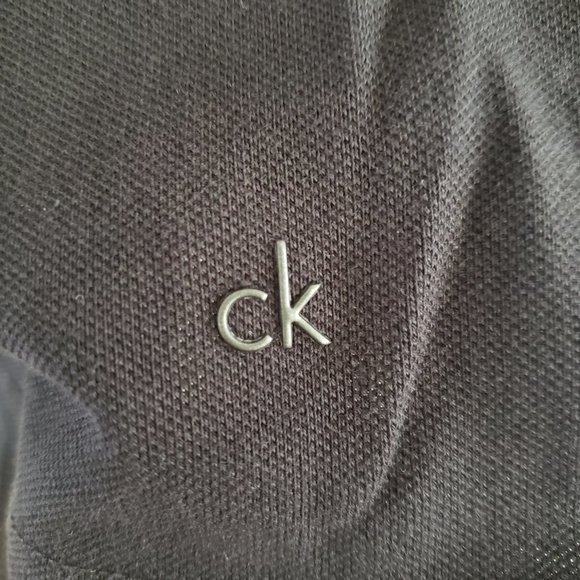 CALVIN KLEIN Polo Shirt Black Grey Collared Cotton Golf Shirt Top Tee Sh… - Picture 3 of 6